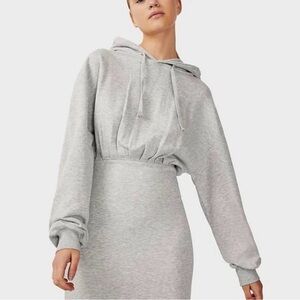 Topshop Light Gray Terrycloth Hooded Sweater Mini Dress Size 8